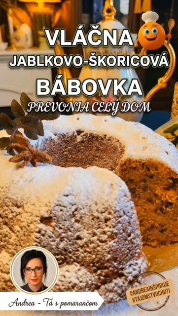 Pečenie je pre mňa spôsob, akým hovorím svojej rodine „mám vás rada“. Táto jablkovo-škoricová bábovka s vlašskými orechmi dokáže premeniť aj ten najobyčajnejší deň na malý sviatok. Vďaka jablkám zostáva neskutočne šťavnatá a jej vôňa vás objíme hneď pri dverách.Celý recept so všetkými detailmi som pre vás spísala nižšie. Prajem vám voňavé a pokojné pečenie. ✨🍎 Čo budeme potrebovať:3-4 stredné jablká3 vajíčka150-180 g cukru100 ml oleja250 g hladkej múky1 prášok do pečiva2 ČL škoricehrsť vlašských orechov (ak máte radi tú jemnú chrumkavosť)👩🍳 Postup:Vajíčka s cukrom vyšľaháme do hustej peny a postupne prilejeme olej. Múku preosejeme, zmiešame s práškom do pečiva a voňavou škoricou. Túto zmes jemne, po častiach vmiešame varechou do vajíčkovej peny. Na záver zľahka pridáme nahrubo nastrúhané jablká a nasekané orechy. Pečieme vo vymazanej forme pri 180°C približne 45-50 minút.#bakingtime #pečenie #bábovka #AppleCinnamonBundtCake #taspomarancom